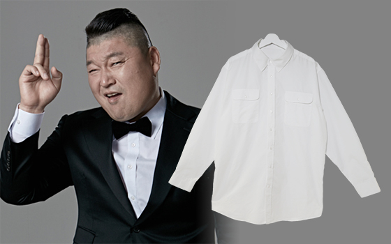 방송인 강호동은 올해 남성용 흰색 와이셔츠를 사인지와 함께 기증했다. 사진 JTBC·위스타트